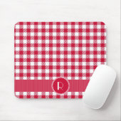 Roter und weißer Gingham-kariertes Muster Mousepad (Mit Mouse)