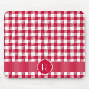 Roter und weißer Gingham-kariertes Muster Mousepad