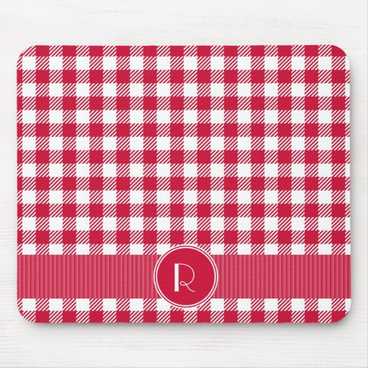 Roter und weißer Gingham-kariertes Muster Mousepad (Vorne)
