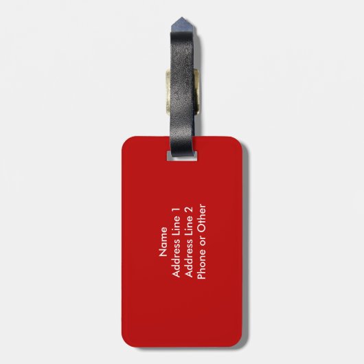 Roter und weißer Gingham-mit Monogramm Gepäckanhänger (Rückseite vertikal)