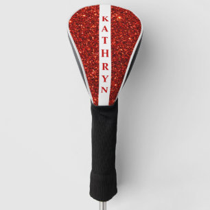 Roter und weißer Glitzer Personalisiert Golf Headcover