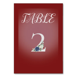 Roter und weißer Hintergrund mit blauen und weißen Tischnummer