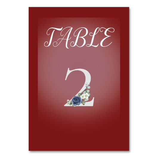 Roter und weißer Hintergrund mit blauen und weißen Tischnummer (Vorderseite)