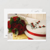 Roter und weißer Hochzeitstorte Postkarte (Vorne/Hinten)
