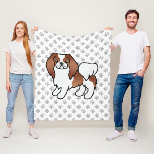 Roter und weißer japanischer Cartoon-Hund und Paws Fleecedecke