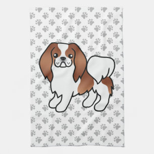 Roter und weißer japanischer Cartoon-Hund und Paws Geschirrtuch