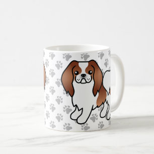 Roter und weißer japanischer Cartoon-Hund und Paws Kaffeetasse