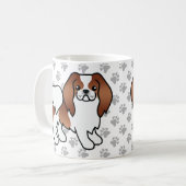 Roter und weißer japanischer Cartoon-Hund und Paws Kaffeetasse (Vorderseite Links)