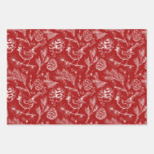 Roter und weißer Kardinal, Pinecones und Winterfrü Geschenkpapier Set (Vorderseite 3)