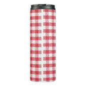 Roter und weißer Karo Blauer Denim Name Rahmen 12o Thermosbecher (Rückseite)