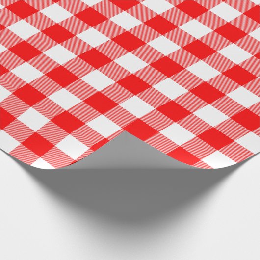 Roter und weißer Karo Kariert |Grosses Muster| Geschenkpapier (Ecke)