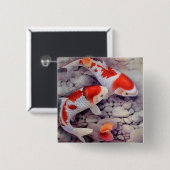 Roter und weißer Koi Fisch-Teich Button (Vorne & Hinten)