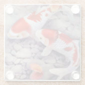 Roter und weißer Koi Fisch-Teich Glasuntersetzer (Rückseite)