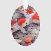 Roter und weißer Koi Fisch-Teich Ornament (Rückseite)