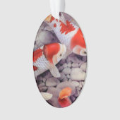 Roter und weißer Koi Fisch-Teich Ornament (Vorderseite)