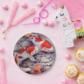 Roter und weißer Koi Fisch-Teich Pappteller (Party)