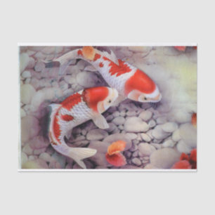 Roter und weißer Koi Fisch-Teich Seidenpapier