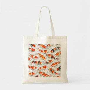 Roter und Weißer Koi-Fisch Wasserfarbe-Teich-Muste Tragetasche