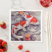 Roter und weißer Koi-Fischteich Serviette (Beispiel)