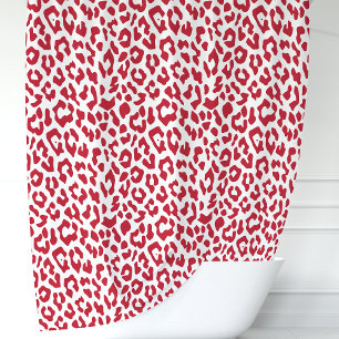Roter und Weißer Leopard Duschvorhang