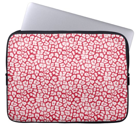 Roter und weißer Leoparddruck Laptopschutzhülle (Vorderseite)