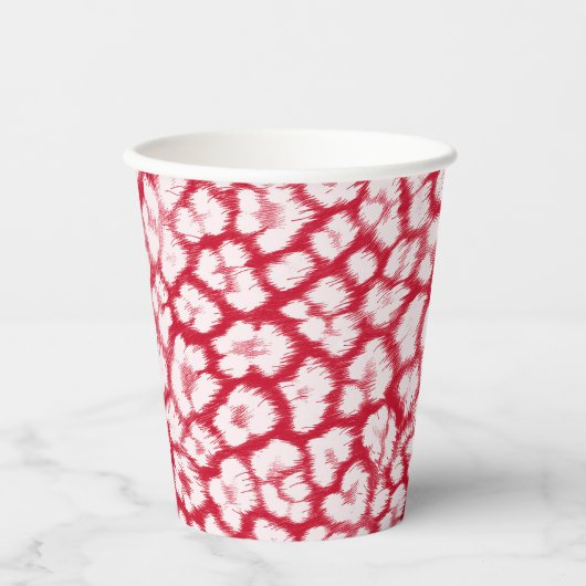 Roter und weißer Leoparddruck Pappbecher (Vorderseite)