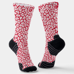 Roter und weißer Leoparddruck Socken