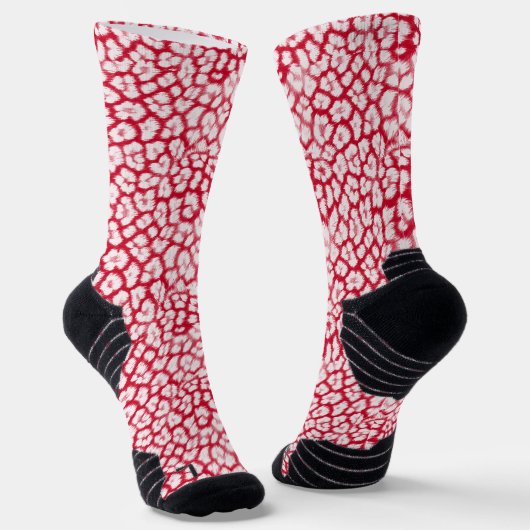 Roter und weißer Leoparddruck Socken (Gewinkelt)