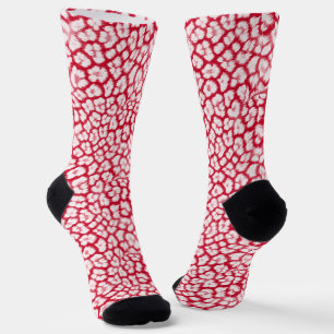 Roter und weißer Leoparddruck Socken