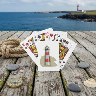Roter und Weißer Leuchtturm Nautilus Küstenstil Spielkarten