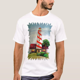 Roter und weißer Leuchtturm T-Shirt