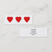 Roter und weißer Liebe-Herz-Entwurf Mini Visitenkarte (Vorne/Hinten)