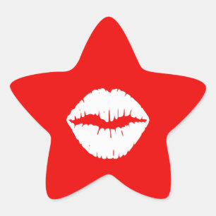 Roter und weißer Lippenstift Stern-Aufkleber