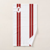 Roter und weißer Monogramm-Streifen Badhandtuch Set (Handtuch)