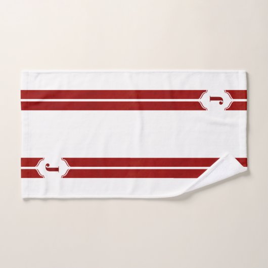 Roter und weißer Monogramm-Streifen Badhandtuch Set (Handtuch)