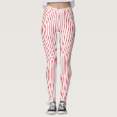 Roter und weißer Nadelstreifen Leggings (Vorderseite)