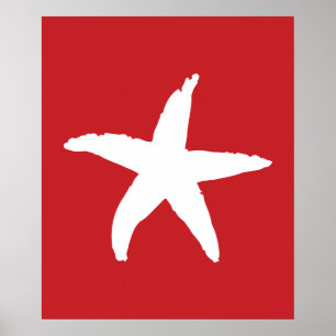 Roter und weißer Nautikstar Poster