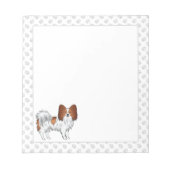 Roter und weißer Papillon-Kartoon mit Pfoten Notizblock (Vorderseite)