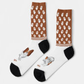 Roter und weißer Papillon mit Namen und Pasten Socken (Linkes Detail)