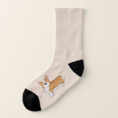 Roter und weißer Pembroke Walisischer Corgi Cartoo Socken (Links - Außen)