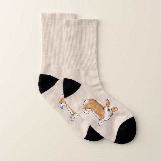 Roter und weißer Pembroke Walisischer Corgi Cartoo Socken (Paar)