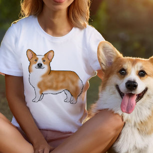 Roter und weißer Pembroke Walisischer Corgi Cartoo T-Shirt