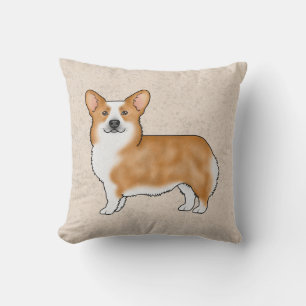 Roter und weißer Pembroke Welsh Corgi Süßer Hund D Kissen