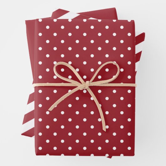 Roter und weißer Polka Dot und gestreifte Weihnach Geschenkpapier Set (Beispiel)