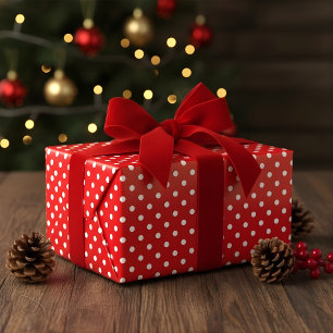 Roter und weißer Polka-Punkt Geschenkpapier