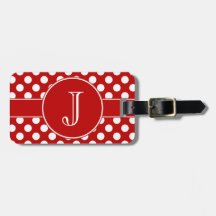 Roter und weißer Polka-Punkt mit Monogramm