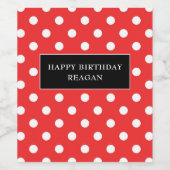 Roter und weißer Polka-Punkt mit schwarzem Weineti Weinetikett (Einzelnes Label)