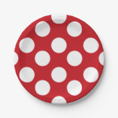 Roter und weißer Polka-Punkt-Papier-Teller Pappteller (Vorderseite)