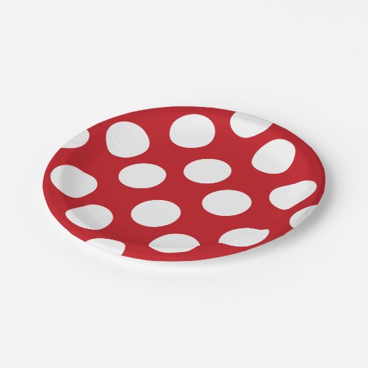 Roter und weißer Polka-Punkt-Papier-Teller Pappteller (Schrägansicht)