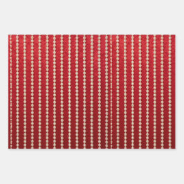 Roter und Weißer Samt-Look Geschenkpapier Set